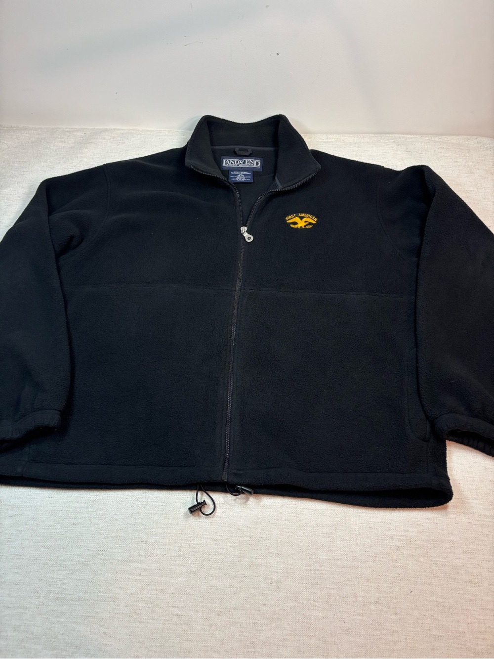 Lands' End men XL Polartec Black Full-Zip Lightweight Fleece jacket Made in USA